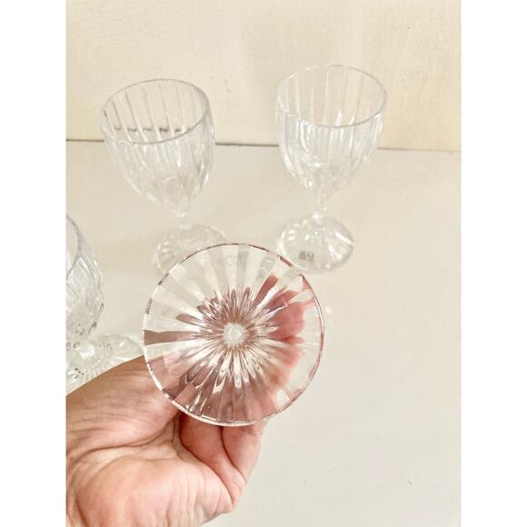 Vintage Mikasa Solid Crystal Wine Glass Ribbed Lot of 4 Clear Cut Goblets - Picture 6 of 6